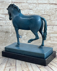 Hot Cast Bronze Chinese Tang Horse Green Blue Patina