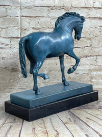 Hot Cast Bronze Chinese Tang Horse Green Blue Patina