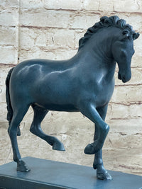 Hot Cast Bronze Chinese Tang Horse Green Blue Patina