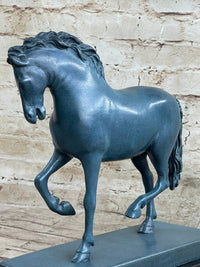 Hot Cast Bronze Chinese Tang Horse Green Blue Patina