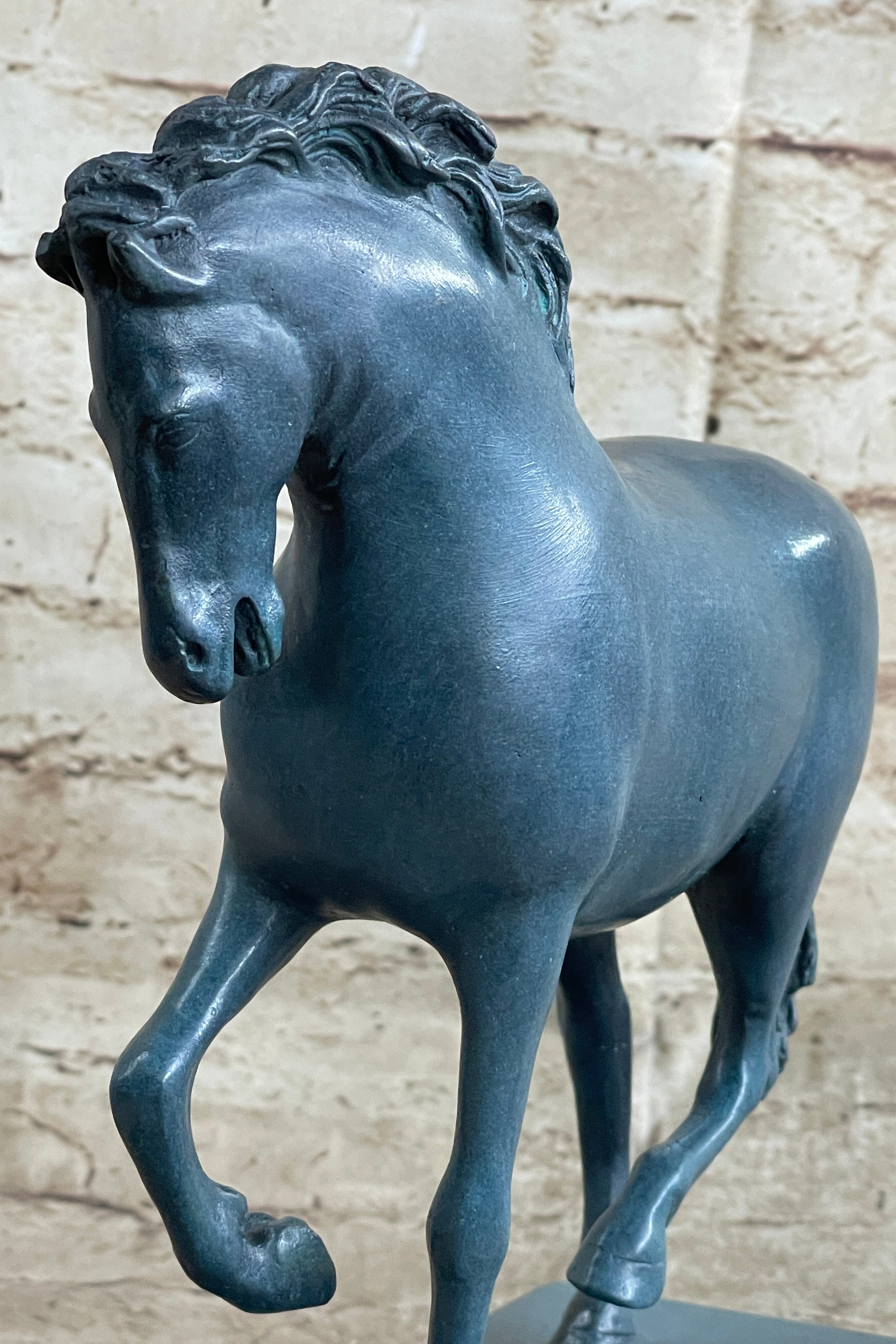 Hot Cast Bronze Chinese Tang Horse Green Blue Patina