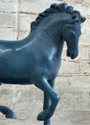 Hot Cast Bronze Chinese Tang Horse Green Blue Patina