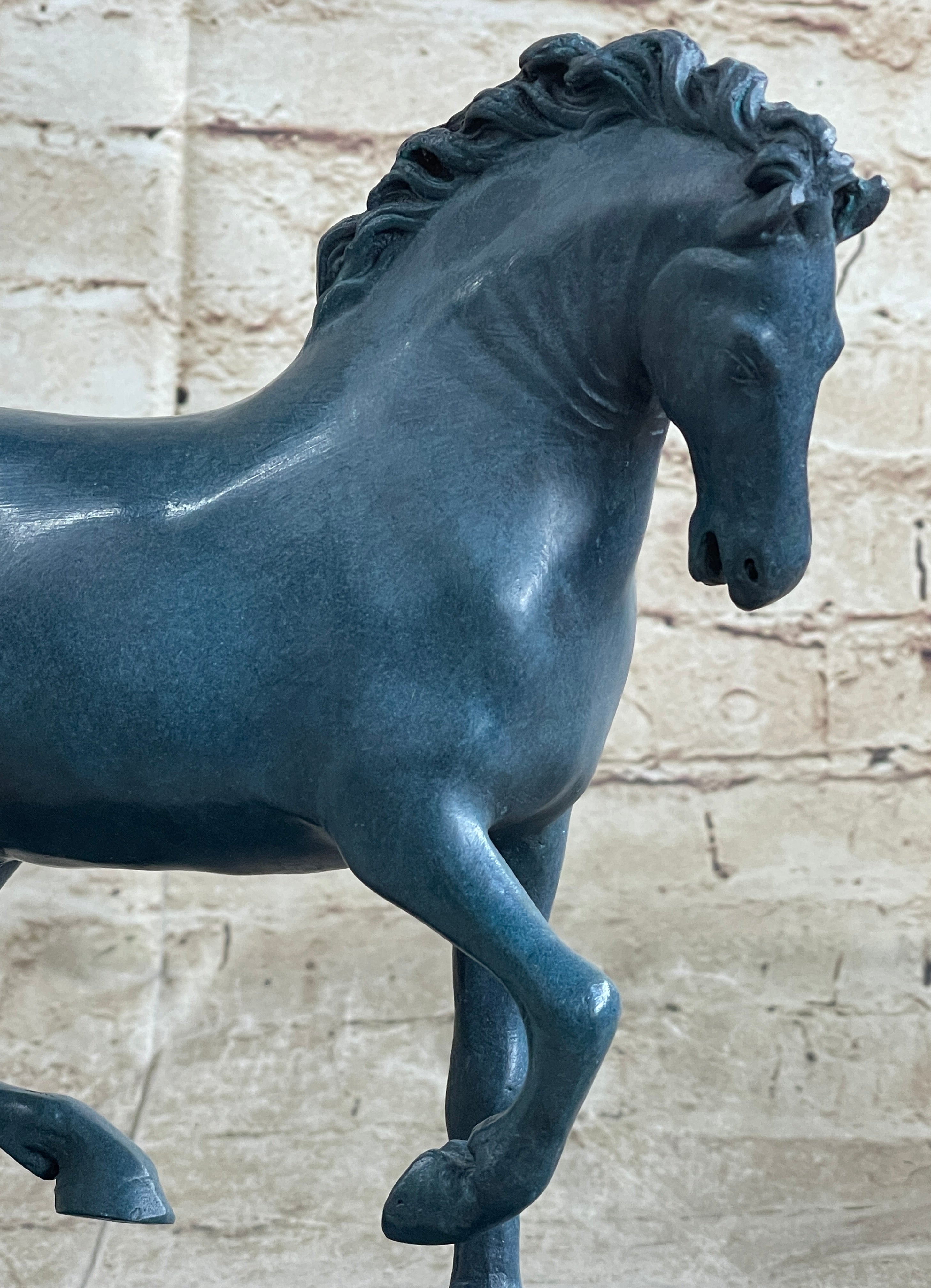 Hot Cast Bronze Chinese Tang Horse Green Blue Patina
