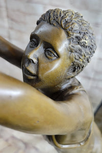 Basketball Player Slam Dunk Bronze Metal Sculpture on Marble Base