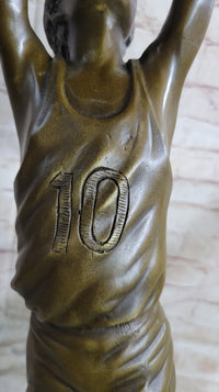 Basketball Player Slam Dunk Bronze Metal Sculpture on Marble Base