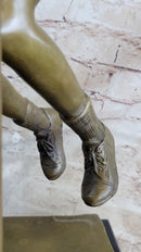 Basketball Player Slam Dunk Bronze Metal Sculpture on Marble Base