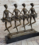 Four Ballerina Ballet Dancers Line Dancing Bronze Sculpture
