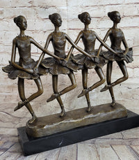 Four Ballerina Ballet Dancers Line Dancing Bronze Sculpture