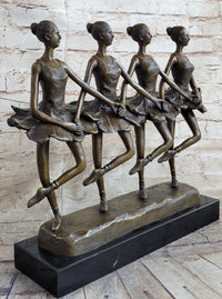 Four Ballerina Ballet Dancers Line Dancing Bronze Sculpture
