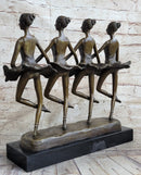 Four Ballerina Ballet Dancers Line Dancing Bronze Sculpture