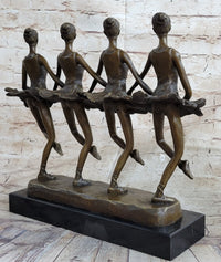 Four Ballerina Ballet Dancers Line Dancing Bronze Sculpture