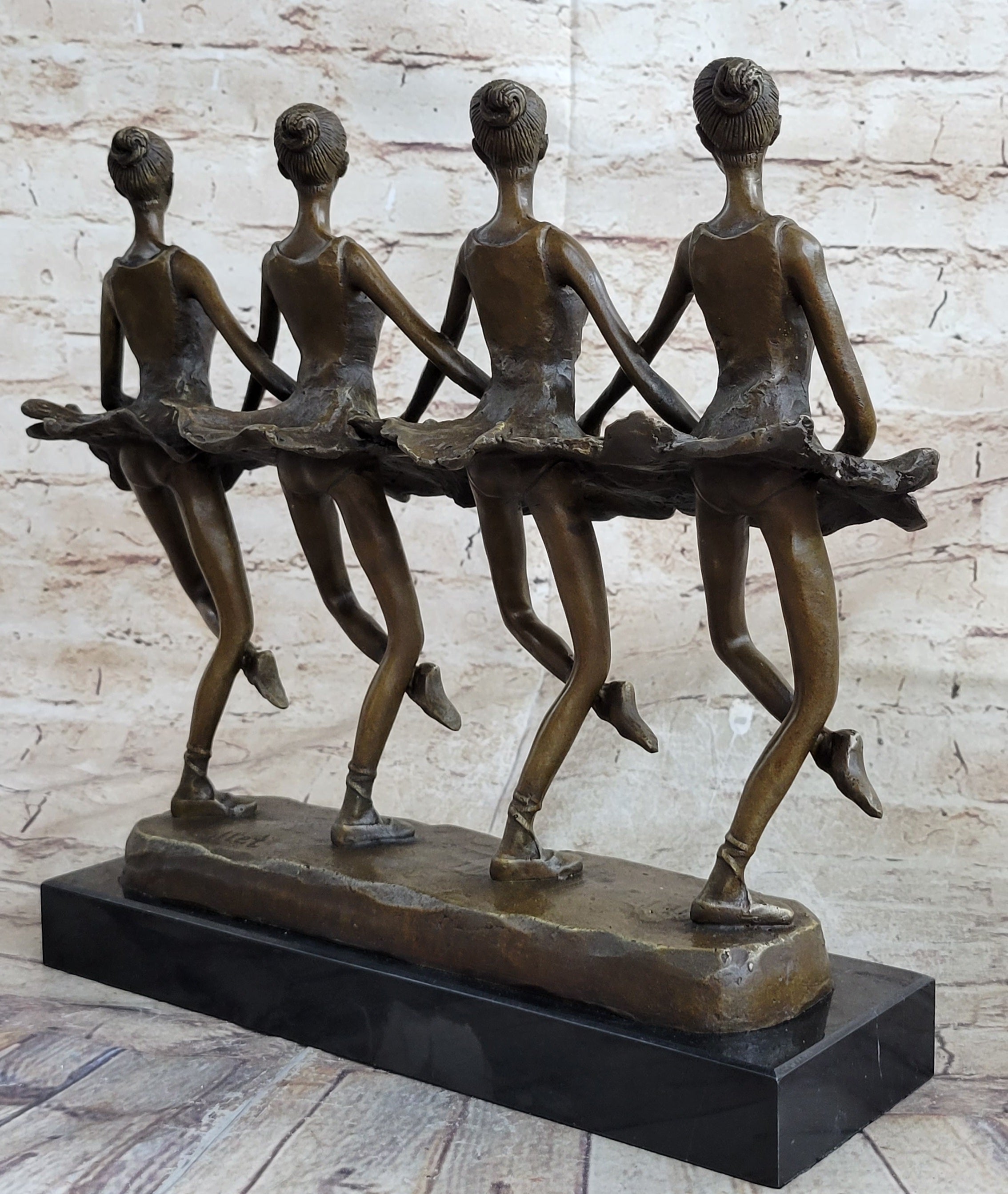 Four Ballerina Ballet Dancers Line Dancing Bronze Sculpture