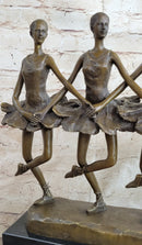 Four Ballerina Ballet Dancers Line Dancing Bronze Sculpture