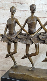 Four Ballerina Ballet Dancers Line Dancing Bronze Sculpture