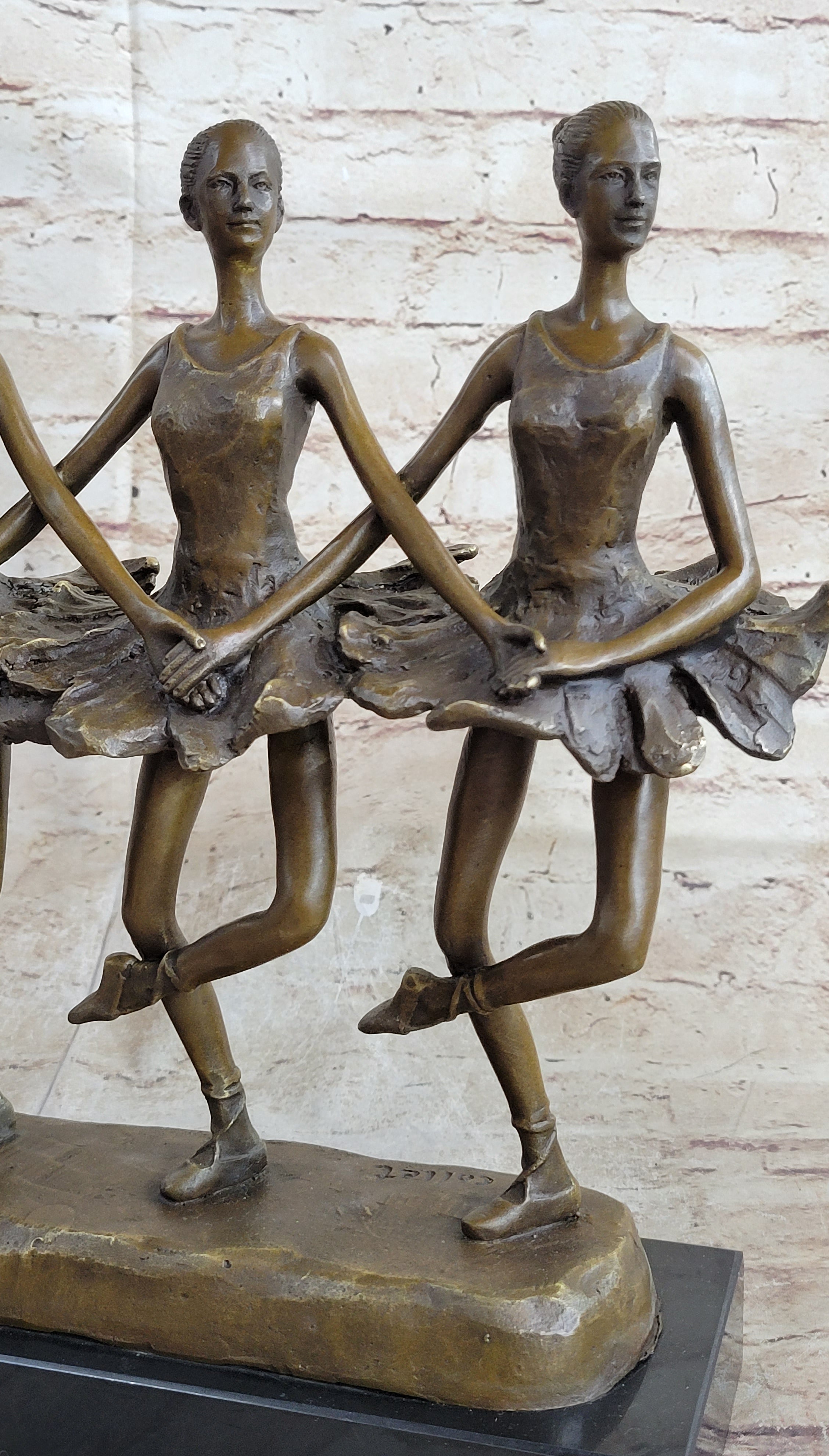 Four Ballerina Ballet Dancers Line Dancing Bronze Sculpture