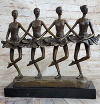 Four Ballerina Ballet Dancers Line Dancing Bronze Sculpture