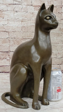 Hot Cast Bronze Sitting Cat Sculpture Feline Collectible Art
