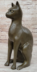 Hot Cast Bronze Sitting Cat Sculpture Feline Collectible Art