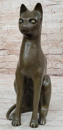 Hot Cast Bronze Sitting Cat Sculpture Feline Collectible Art