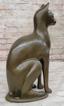 Hot Cast Bronze Sitting Cat Sculpture Feline Collectible Art