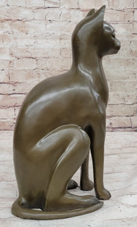 Hot Cast Bronze Sitting Cat Sculpture Feline Collectible Art