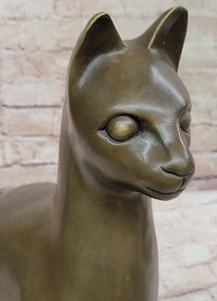 Hot Cast Bronze Sitting Cat Sculpture Feline Collectible Art