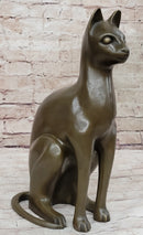 Hot Cast Bronze Sitting Cat Sculpture Feline Collectible Art
