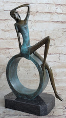 ''Abstract Bronze Sexy Girl- The Sitting One II - signed by Artist Collet Statue