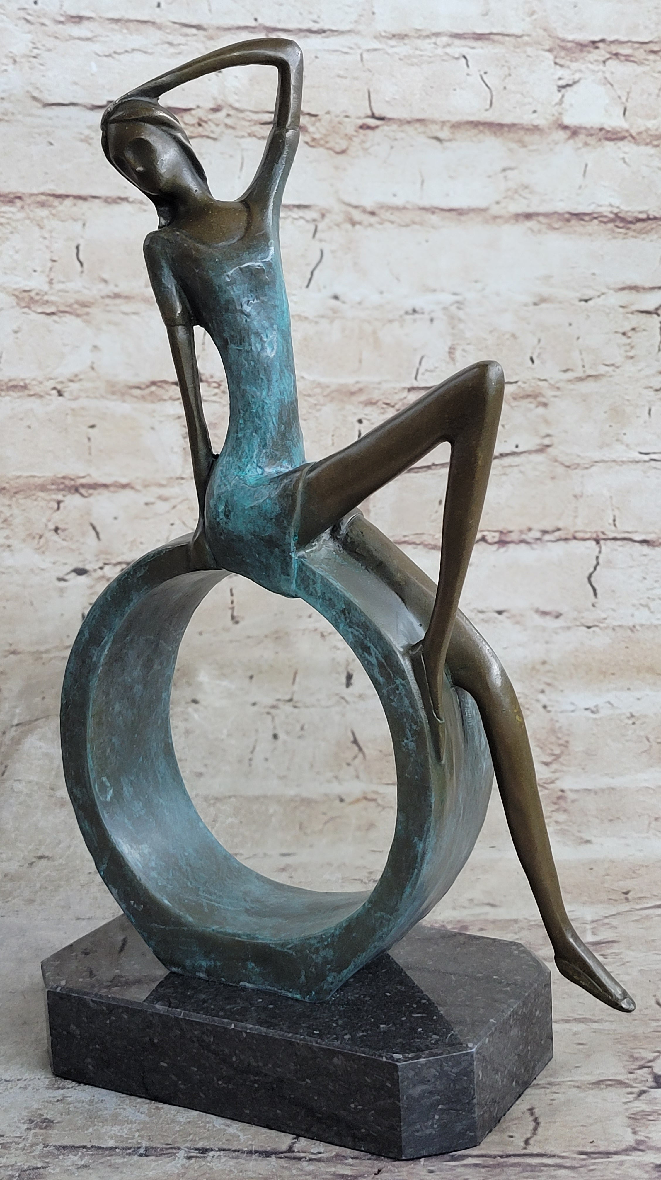 ''Abstract Bronze Sexy Girl- The Sitting One II - signed by Artist Collet Statue