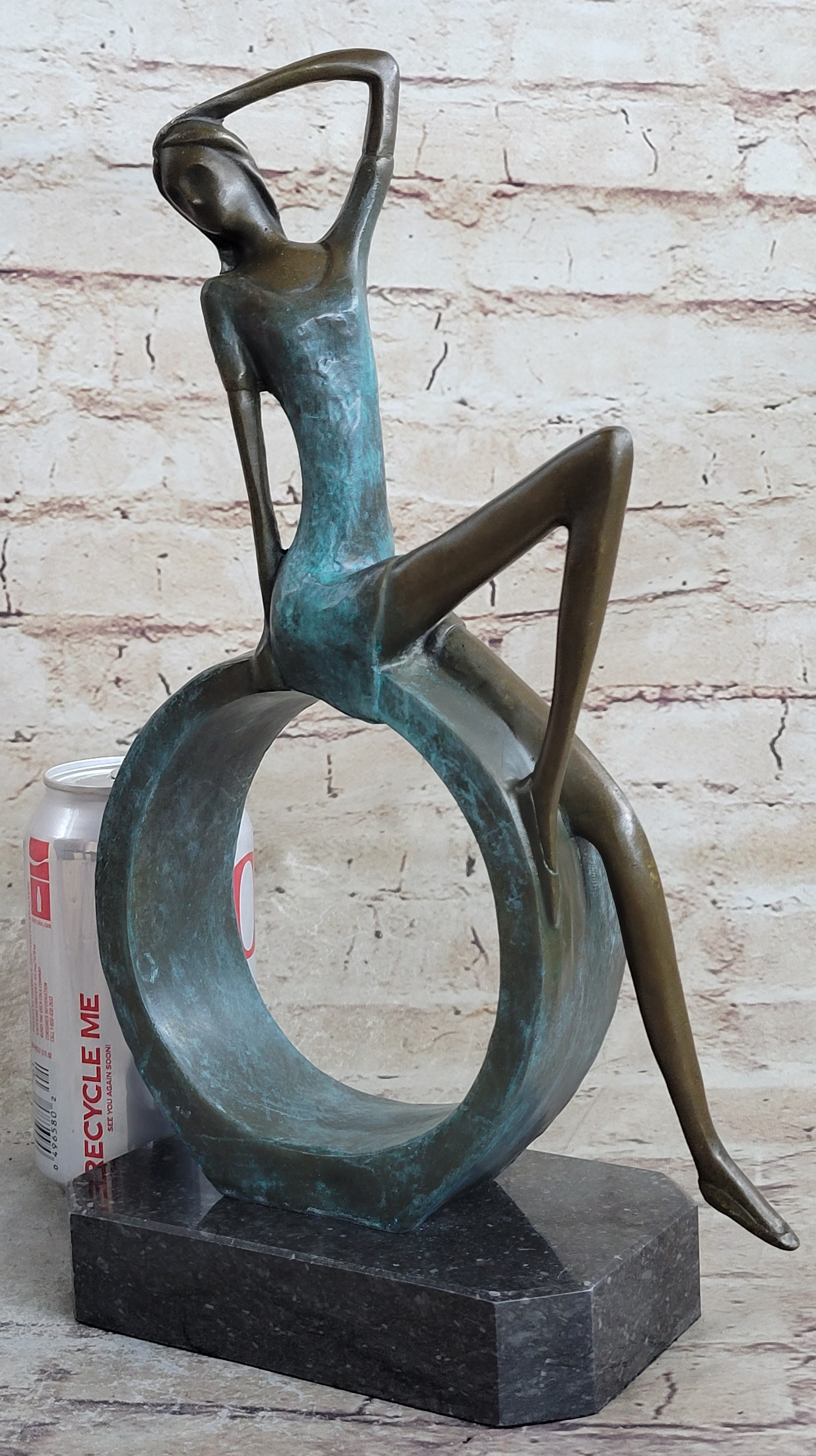 ''Abstract Bronze Sexy Girl- The Sitting One II - signed by Artist Collet Statue