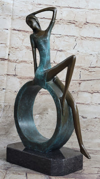 ''Abstract Bronze Sexy Girl- The Sitting One II - signed by Artist Collet Statue