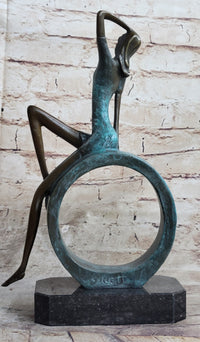 ''Abstract Bronze Sexy Girl- The Sitting One II - signed by Artist Collet Statue
