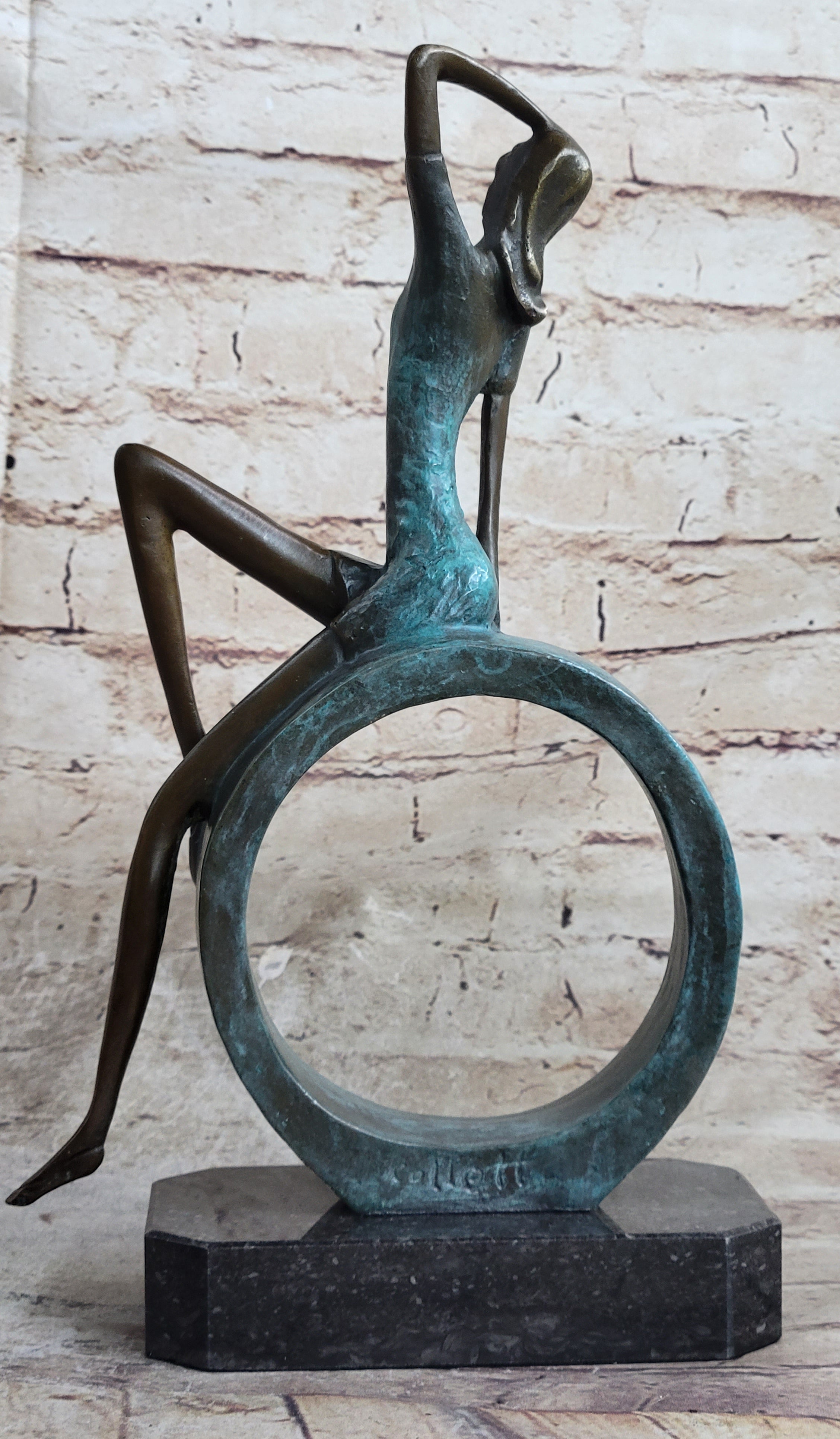 ''Abstract Bronze Sexy Girl- The Sitting One II - signed by Artist Collet Statue