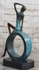 ''Abstract Bronze Sexy Girl- The Sitting One II - signed by Artist Collet Statue