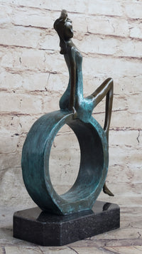 ''Abstract Bronze Sexy Girl- The Sitting One II - signed by Artist Collet Statue