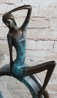 ''Abstract Bronze Sexy Girl- The Sitting One II - signed by Artist Collet Statue