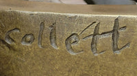 Signed Original Abstract Modern Art Girl Reading Book Bronze