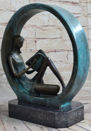 Signed Original Artwork by Collet Girl Reading A Book Bronze