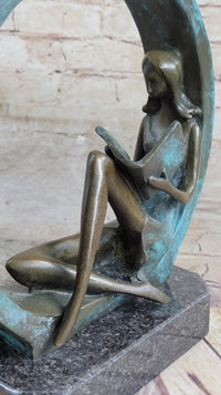 Signed Original Artwork by Collet Girl Reading A Book Bronze