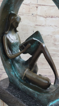 Signed Original Artwork by Collet Girl Reading A Book Bronze