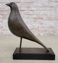 Minimalist Bronze Bird Sculpture – Art Deco Style on Marble
