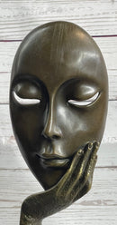 Abstract Surreal Bronze Floating Female Face Mask Sculpture