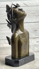 Abstract Bronze Sculpture of Young Girl with Butterflies by Collett