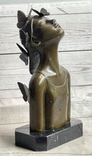 Abstract Bronze Sculpture of Young Girl with Butterflies by Collett
