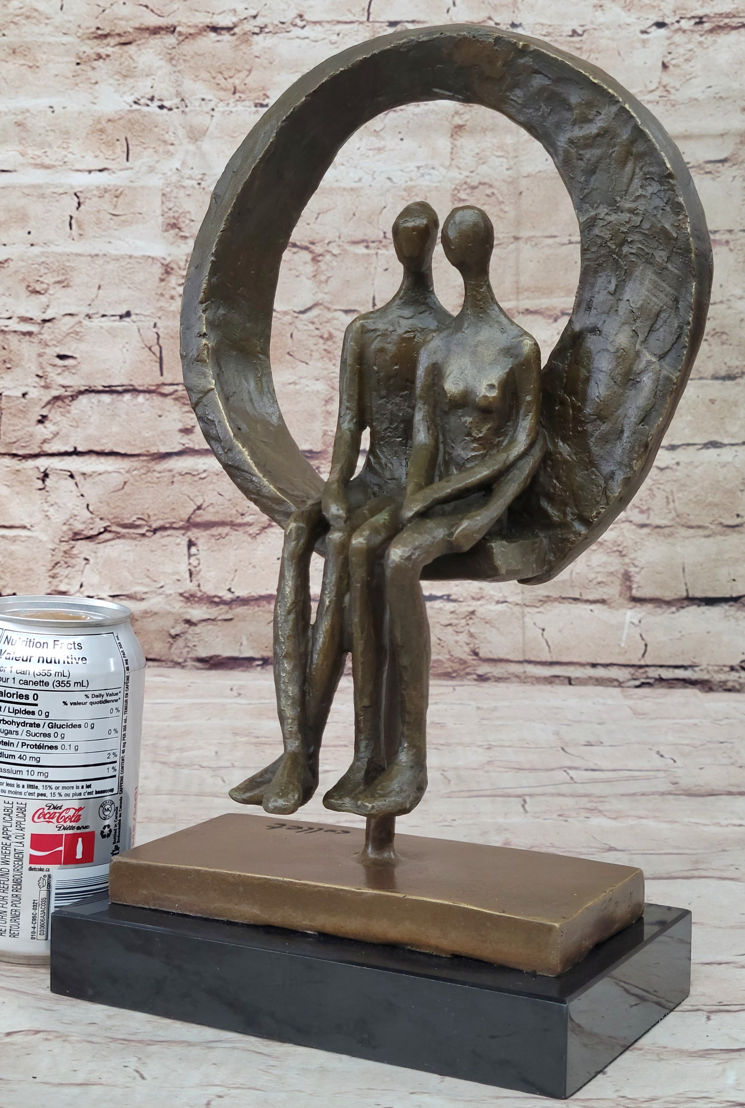 Abstract Art Romantic Couple Sitting Together Bronze Sculpture