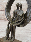 Abstract Art Romantic Couple Sitting Together Bronze Sculpture