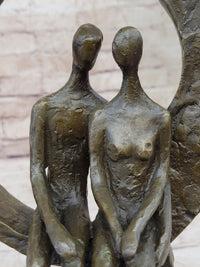 Abstract Art Romantic Couple Sitting Together Bronze Sculpture
