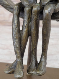 Abstract Art Romantic Couple Sitting Together Bronze Sculpture