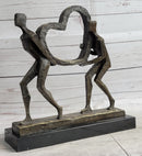 Abstract Modern Art Sculpture Couple Carrying Heart - Bronze
