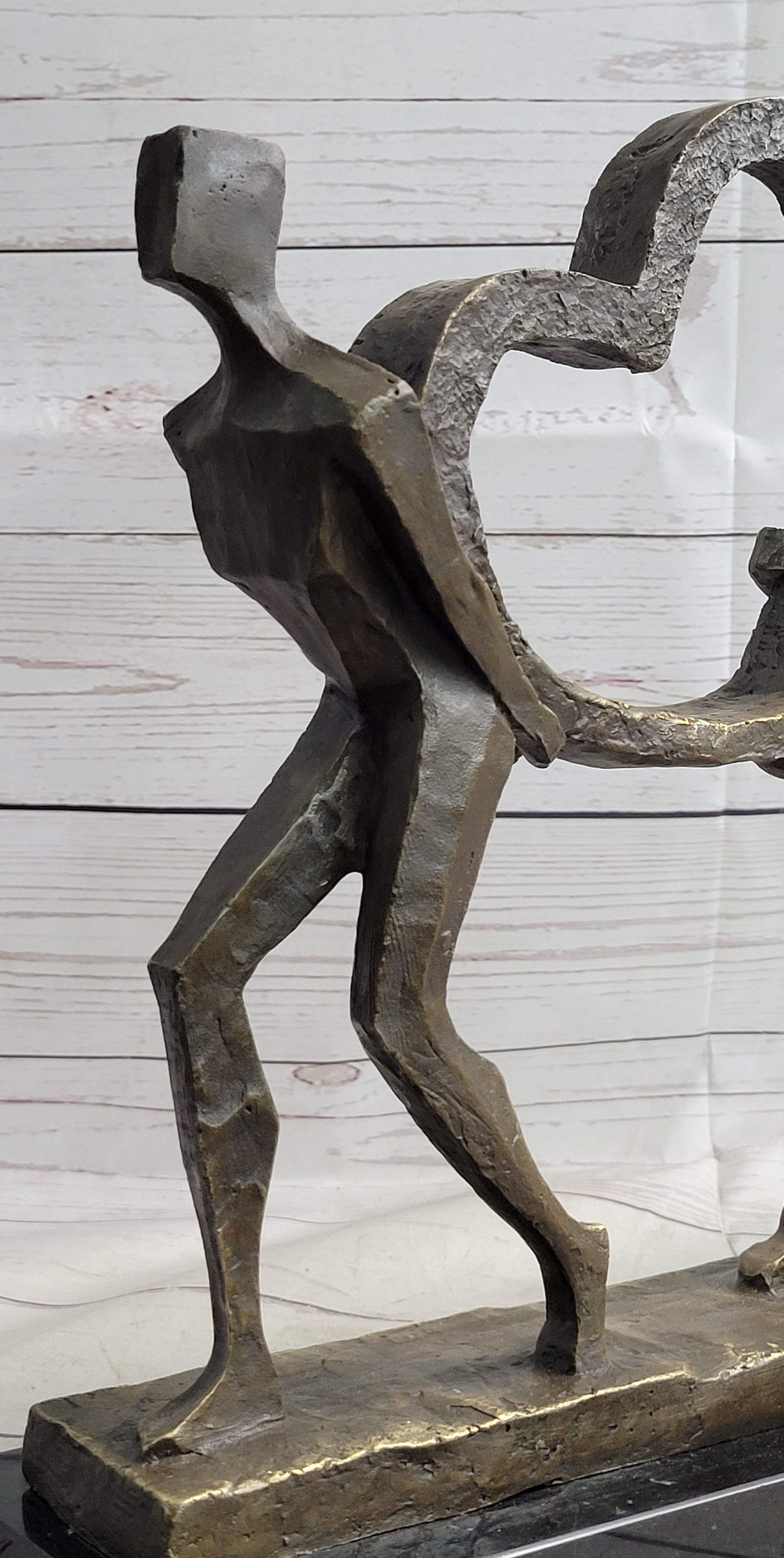 Abstract Modern Art Sculpture Couple Carrying Heart - Bronze